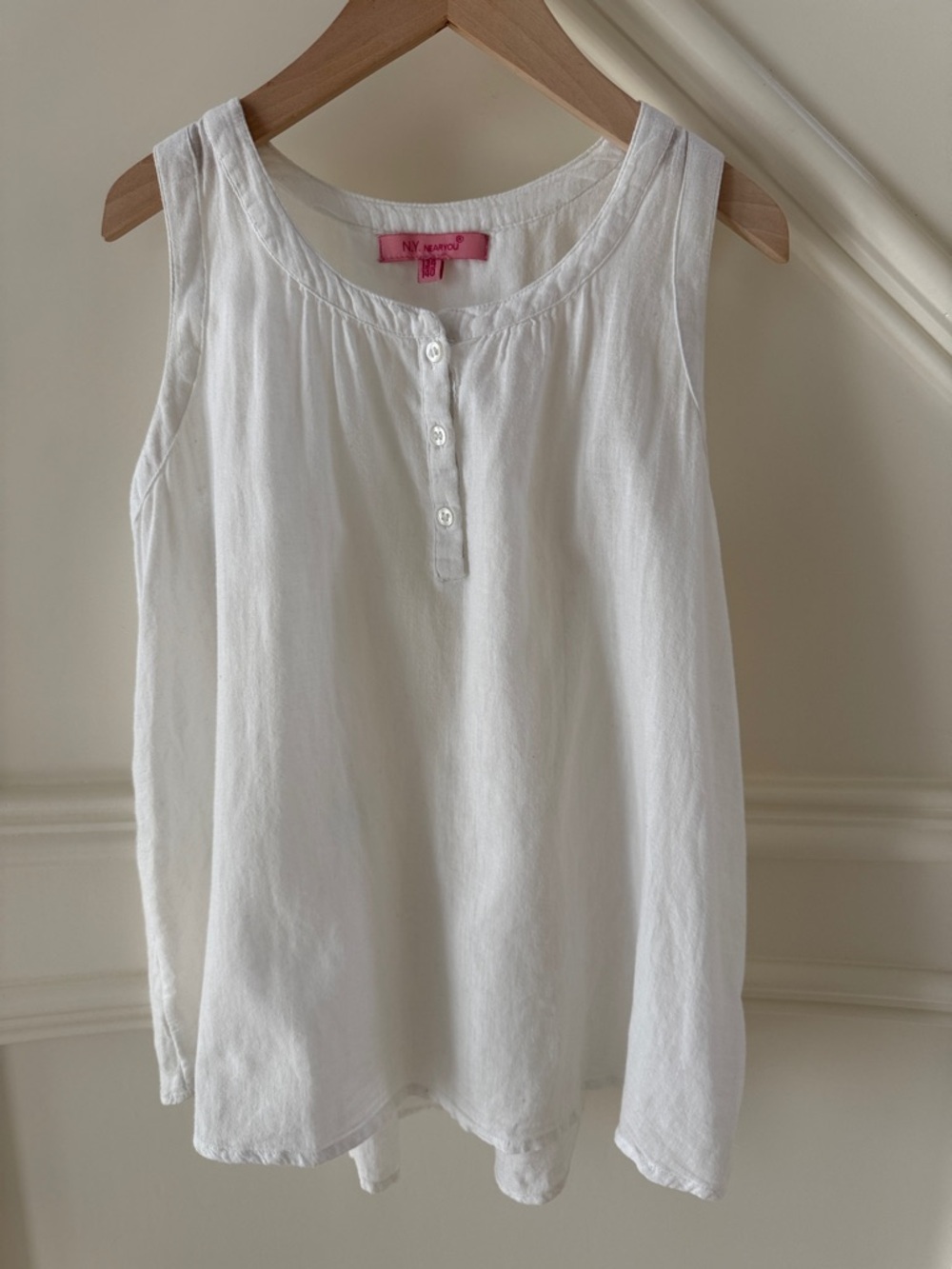 White Linen Sleeveless Top